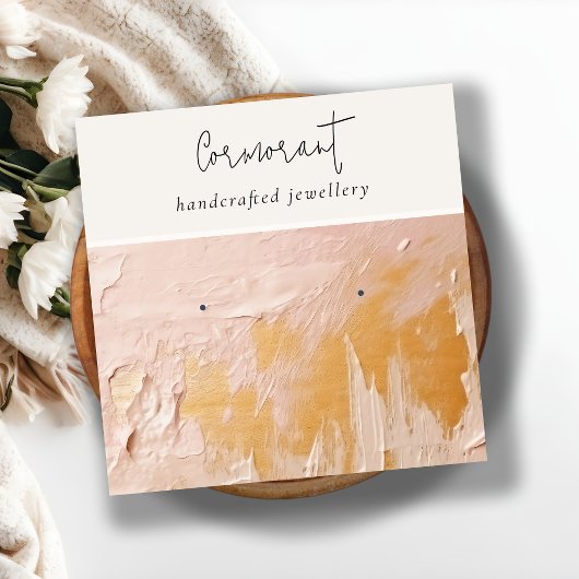Classy Blush Gold Ölpaint Texture Ohrring Holder Quadratische Visitenkarte