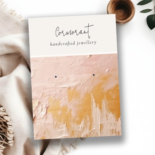 Classy Blush Gold Ölpaint Texture Ohrring Holder Visitenkarte
