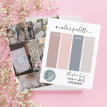 Classy Blush Gray Wedding Farben PalettPaper Sheet<br><div class="desc">Farbige Blush-Gray-Hochzeitsfarben Palette Karte 2024</div>