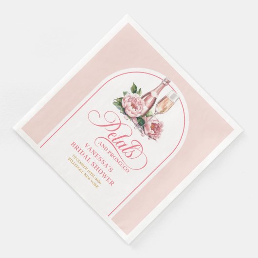 Classy Blush Petals and Prosecco Bridal Napkins Serviette (Ecke)