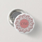 Classy Blush Pink Mandala OM Button (Vorne & Hinten)