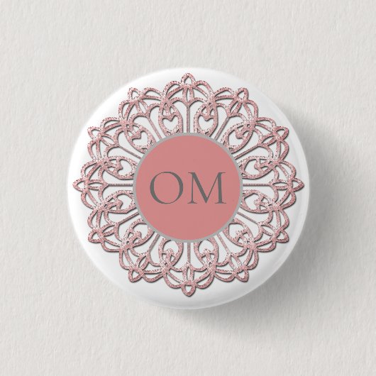 Classy Blush Pink Mandala OM Button (Vorderseite)
