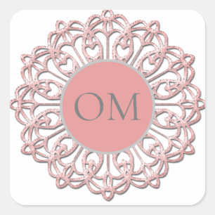 Classy Blush Pink Mandala OM Quadratischer Aufkleber