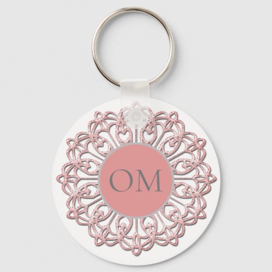 Classy Blush Pink Mandala OM Schlüsselanhänger (Vorderseite)