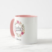 Classy Boho Floral Wreath Bridesmaid Gevor Tasse (Vorderseite Links)