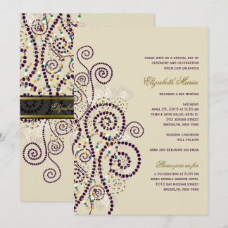 Classy Boho Lila Spirituosen Bat / Bar Mitvah Einl Einladung