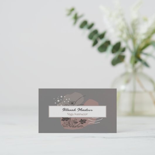Classy Boho Linen Look Meditative Business Card Visitenkarte (Stehend Vorderseite)