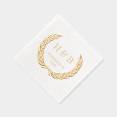 Classy Botanical Laurel Wreath and Couple Initials Servietten Mit Folie (Rechts)
