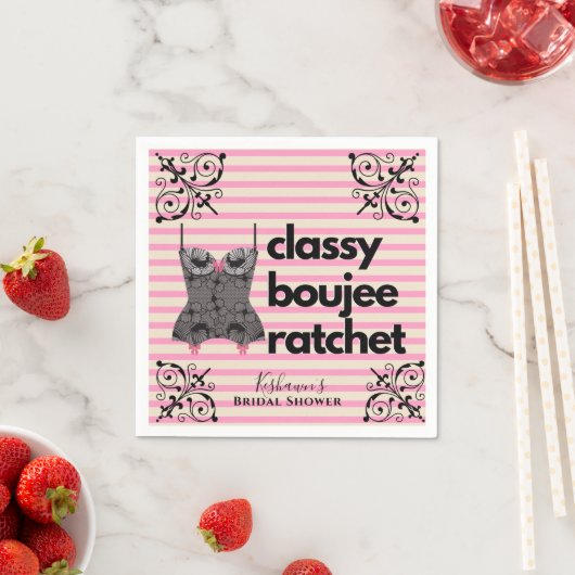 Classy Boujee Ratchet | Rosa und schwarze Fingerie Serviette (Beispiel)