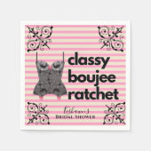 Classy Boujee Ratchet | Rosa und schwarze Fingerie Serviette (Vorderseite)