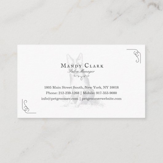 Classy Boutique Style Pet Salon Border Collie Dog Visitenkarte (Rückseite)