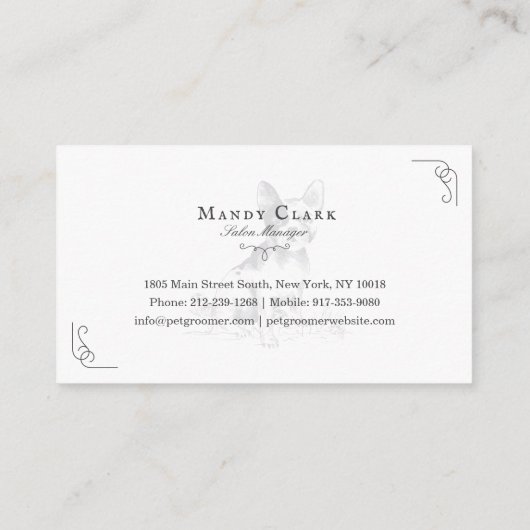 Classy Boutique Style Pet Salon French Bulldog Visitenkarte (Rückseite)