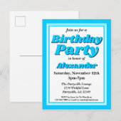 Classy Bright Blue Adult Geburtstagsparty Einladungspostkarte (Vorne/Hinten)