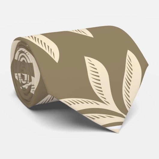 Classy Brown & Beige Blätter Foliage Muster Männer Krawatte (Gerollt)