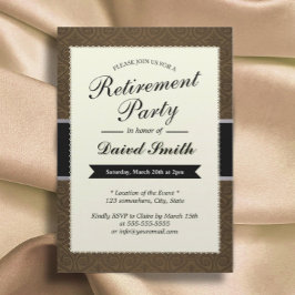 Classy Brown Damask Renten-Party Einladungen