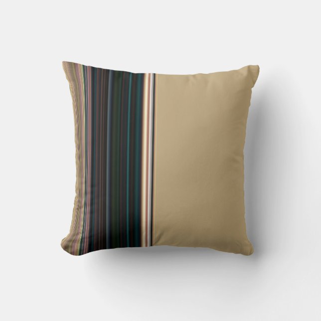 Classy Brown und Green Stripe Kissen (Vorderseite)