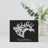 Classy Bull Elk Silver Silhouette Postkarte (Stehend Vorderseite)