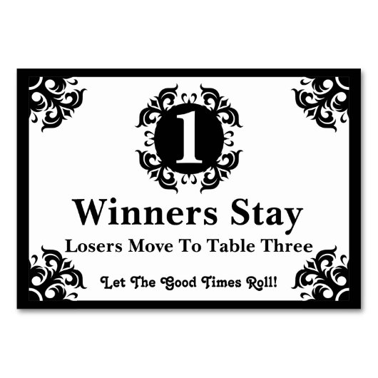Classy Bunco Table Card #1 Tischnummer (Vorderseite)