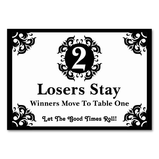 Classy Bunco Table Card #2 Tischnummer (Rückseite)