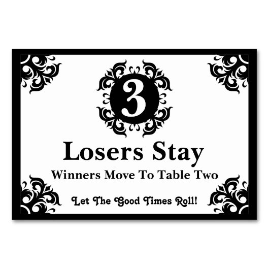 Classy Bunco Table Card #3 Tischnummer (Rückseite)