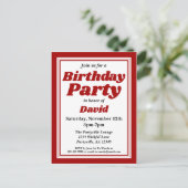 Classy Burgundy Adult Birthday Party Einladungspostkarte (Stehend Vorderseite)
