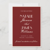 Classy Burgundy Cream Old Money Photo Wedding Save The Date (Rückseite)