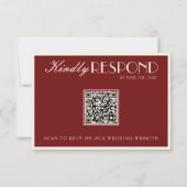 Classy Burgundy Cream Old Money QR Code Wedding RSVP Karte (Vorderseite)