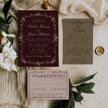 Classy Burgundy Floral Old Money Boho Chic Wedding