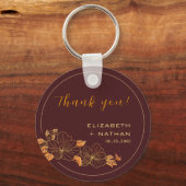 Classy Burgundy Gold Floral Wedding Vielen Dank Schlüsselanhänger (Vorderseite)