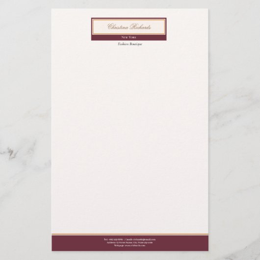 Classy Burgundy Ivory Briefpapier (Vorderseite)