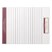 Classy Burgundy Ivory Lined Notizblock (Vorderseite)