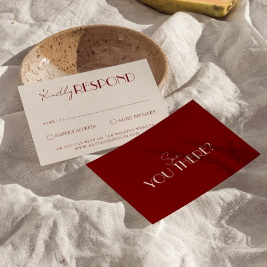 Classy Burgundy Ivory Old Money Timeless Wedding RSVP Karte