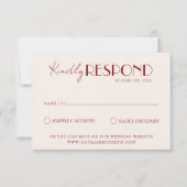 Classy Burgundy Ivory Old Money Timeless Wedding RSVP Karte (Vorderseite)