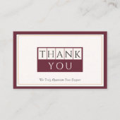 Classy Burgundy Ivory Vielen Dank Visitenkarte (Vorderseite)
