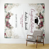 Classy Burgundy Red Floral Grad Foto Hintergrund Wandteppich (Beispiel (Horizontal))