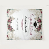Classy Burgundy Red Floral Grad Foto Hintergrund Wandteppich (Vorderseite (Horizontal))