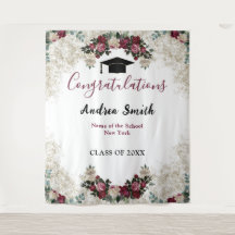 Classy Burgundy Red Floral Grad Foto Hintergrund