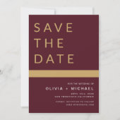 Classy Burgundy Save the Date Elegant Gold (Vorderseite)