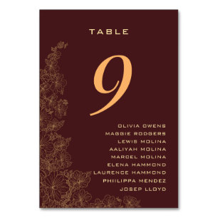 Classy Burgundy subtile Muster Namen Tischnummer