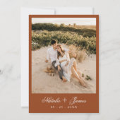 Classy Burnt Orange Floral Boho Terracotta Wedding Einladung (Rückseite)