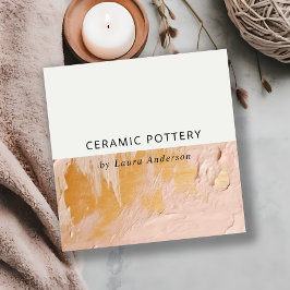 Classy Bush Pink Gold Öl Anstrich Textur QR Code Quadratische Visitenkarte