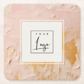 Classy Bush Pink Gold Öl Farbe Textur Logo Rechteckiger Pappuntersetzer (Vorderseite)
