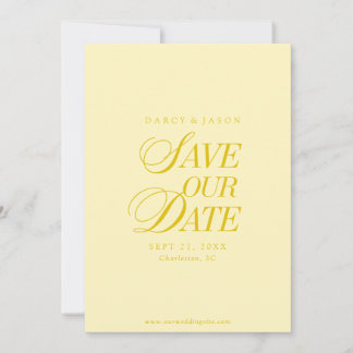 Classy Butter Yellow Elegant Save the Date Card