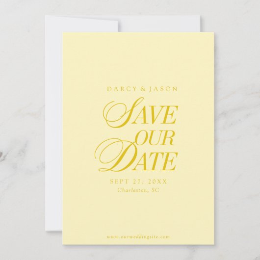 Classy Butter Yellow Elegant Save the Date Card (Vorderseite)