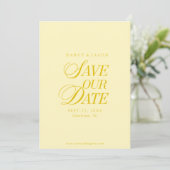 Classy Butter Yellow Elegant Save the Date Card (Stehend Vorderseite)