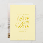 Classy Butter Yellow Elegant Save the Date Card (Vorne/Hinten)