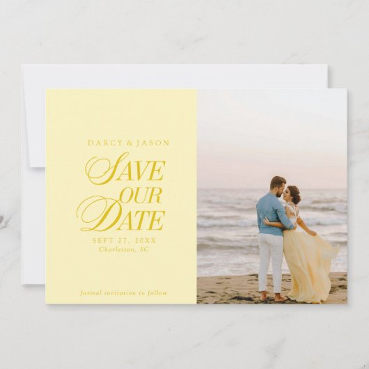 Classy Butter Yellow Elegant Save the Date Card (Vorderseite)