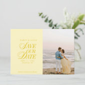 Classy Butter Yellow Elegant Save the Date Card (Stehend Vorderseite)
