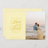 Classy Butter Yellow Elegant Save the Date Card (Vorne/Hinten)