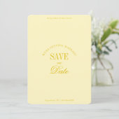 Classy Butter Yellow Elegant Save the Date Card (Stehend Vorderseite)